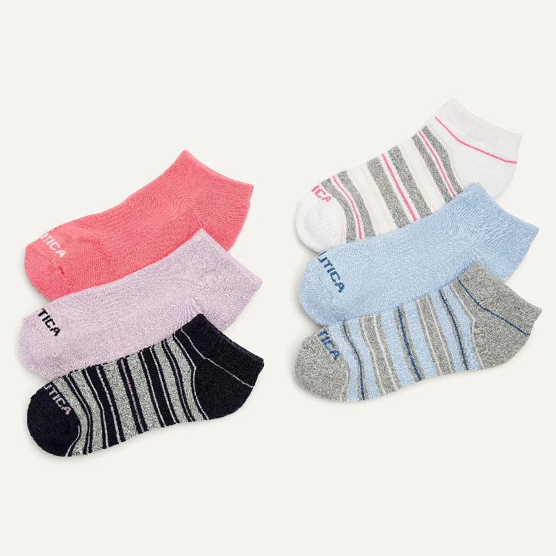Designer Lingerie Sets for Women  Nautica Womens Striped Lowcut Socks, 6-Pack