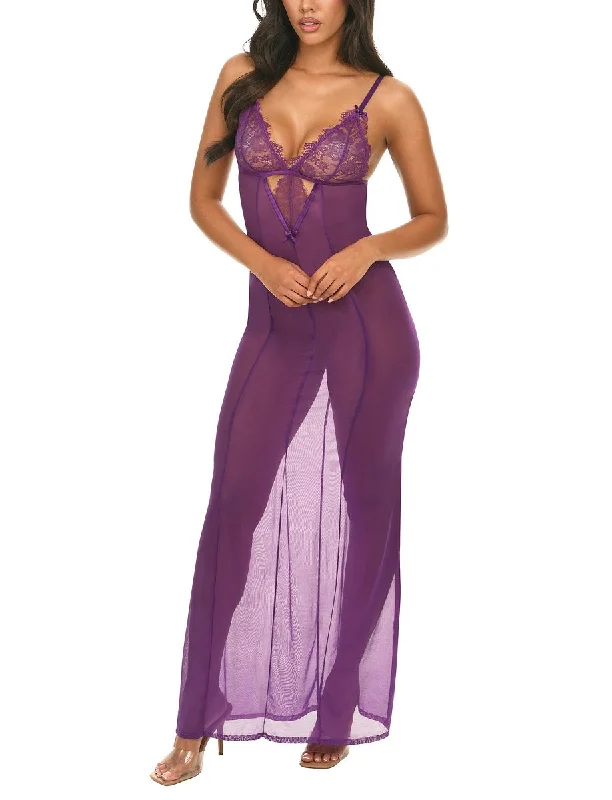 Women's Silk Lingerie Sets  Oh La La Cheri Lingerie Katana Imperial Purple Gown 76-12046