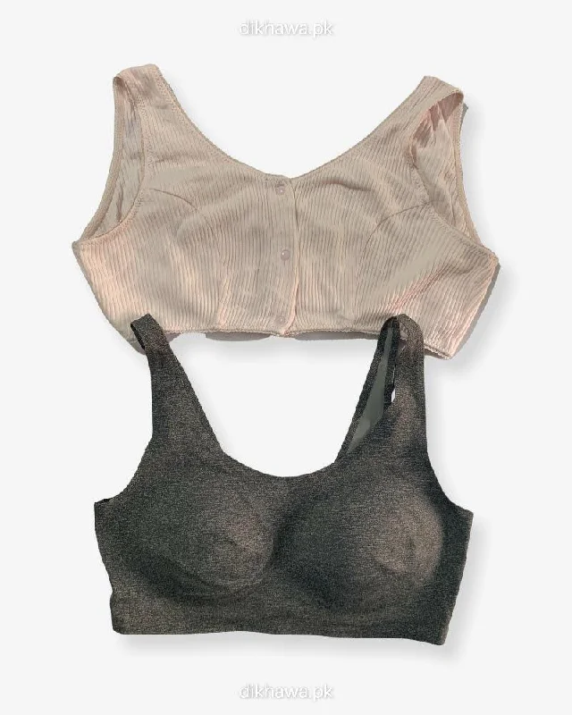 eco - friendly material women nursing bra Pack of 2 - Front Open Bra with Button - Non Padded Non Wired Bra Imported Stocklot Branded Front Open Bra eco - friendly material women nursing bra Pack of 2 - Front Open Bra with Button - Non Padded Non Wired Bra Imported Stocklot Branded Front Open Bra