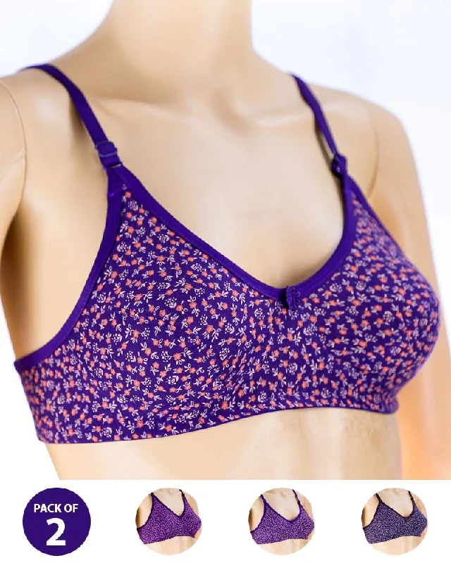 Non wired nursing bras with easy access Pack of 2 Madam Bra - Sarina-4 - Non Padded Bra - Non Wired Bra Non wired nursing bras with easy access Pack of 2 Madam Bra - Sarina-4 - Non Padded Bra - Non Wired Bra