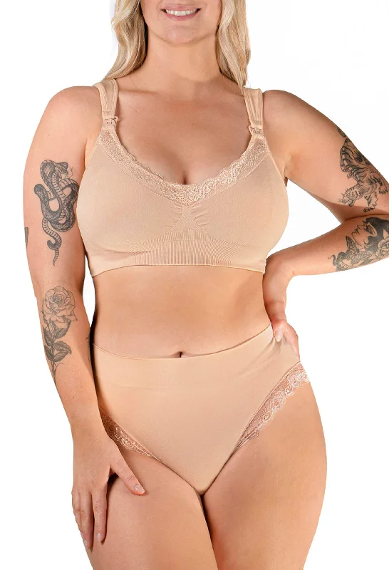 wireless women nursing bra for a natural feel Cushion Padded Strap Wire Free Maternity & Nursing Bra and High Cut Brief Set wireless women nursing bra for a natural feel Cushion Padded Strap Wire Free Maternity & Nursing Bra and High Cut Brief Set