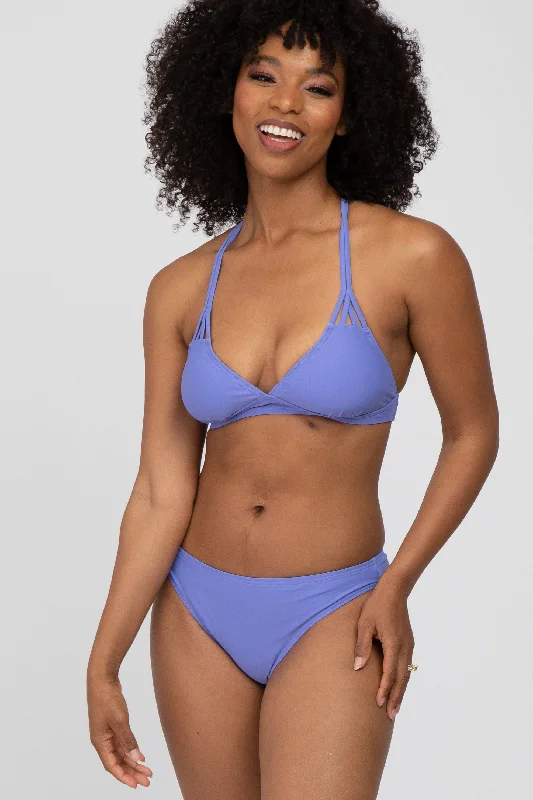 Ruffled bikini briefs for a flirty look​ Periwinkle Strappy Two-Piece Bikini Set