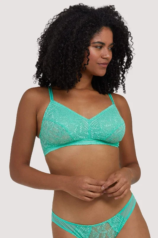 Plus size non wired nursing bras​ Emma Mint Green Lace Wireless Bra