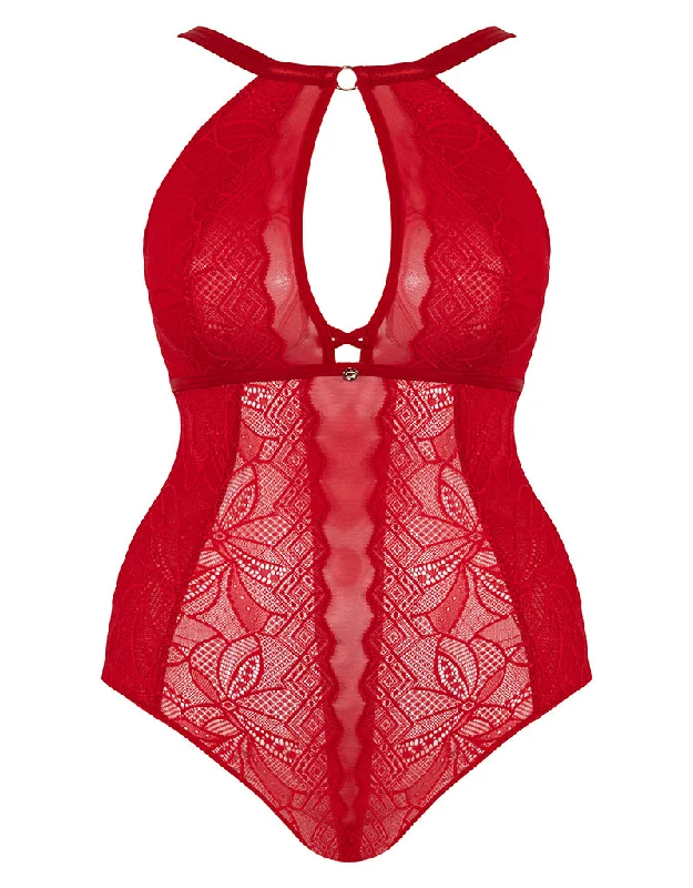 Strapless non wired bras with anti - slip grip Scantilly Opulence Multiway Stretch Lace Body Ruby Red Strapless non wired bras with anti - slip grip Scantilly Opulence Multiway Stretch Lace Body Ruby Red