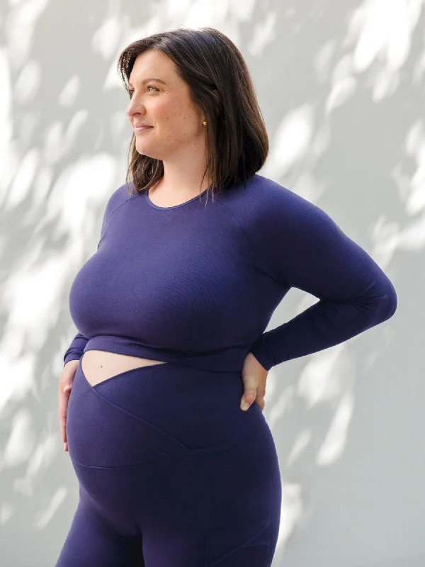 sleep - friendly women nursing bra Sublime® Bamboo Maternity & Nursing Cropped Long Sleeve Top | Navy sleep - friendly women nursing bra Sublime® Bamboo Maternity & Nursing Cropped Long Sleeve Top | Navy