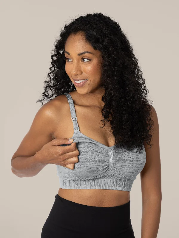 travel friendly women nursing bra Sublime® Hands-Free Pumping & Nursing Bra | Grey