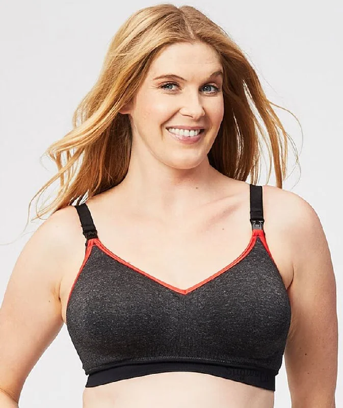 nursing bra for working moms Sugar Candy Crush Fuller Bust Seamless F-Hh Cup Wire-Free Nursing Bra - Charcoal