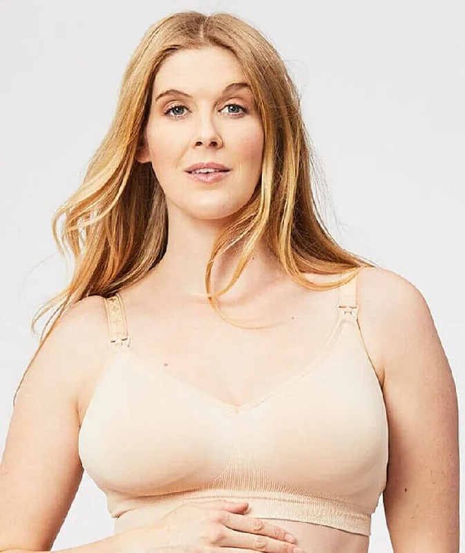 quick dry women nursing bra Cake Maternity Popping Candy Fuller Bust Seamless F-Hh Cup Wire-Free Nursing Bra - Nude