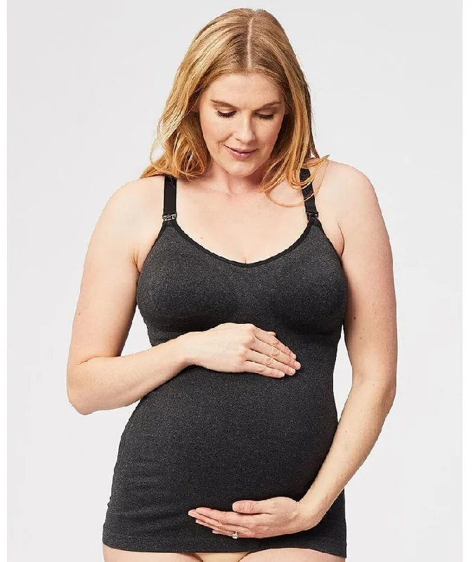 wireless women nursing bra for a natural feel Sugar Candy Fuller Bust Seamless F-HH Cup Nursing Tank - Charcoal wireless women nursing bra for a natural feel Sugar Candy Fuller Bust Seamless F-HH Cup Nursing Tank - Charcoal