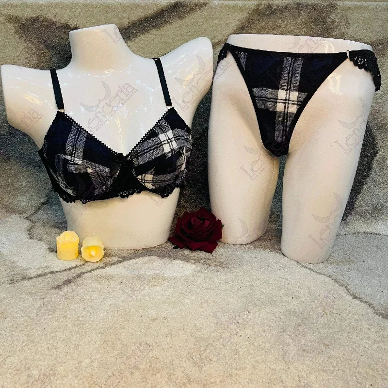 eco friendly women bra and panty sets made from sustainable materials Tartan pushup underwire bra set - very trendy (c26) eco friendly women bra and panty sets made from sustainable materials Tartan pushup underwire bra set - very trendy (c26)
