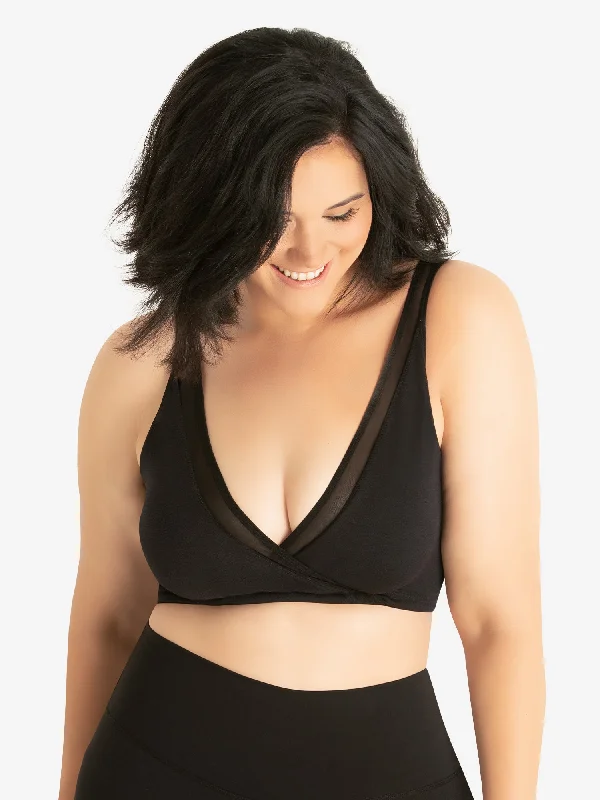 designer women nursing bra The Charlene - Seamless Comfort Crossover with Mesh