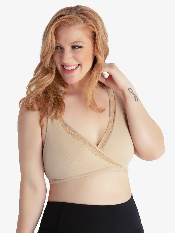 affordable women nursing bra The Charlene - Seamless Comfort Crossover with Mesh