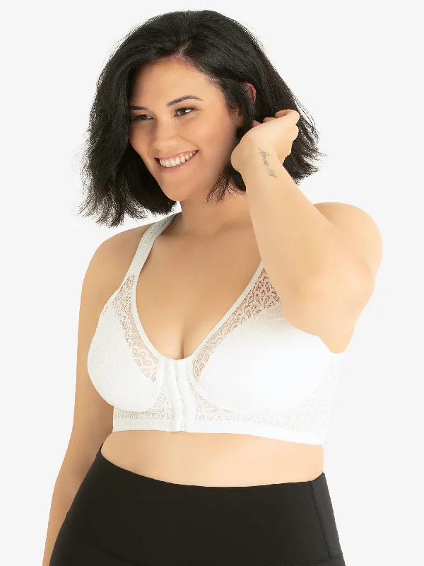 printed pattern women nursing bra The Lora - Back Smoothing Lace Front-Closure Bra