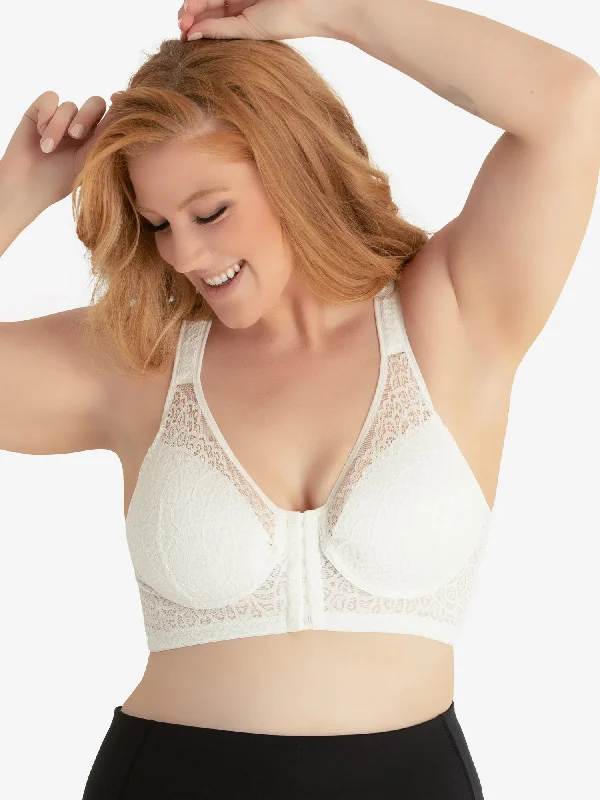 nursing bra for first - time moms The Nora - Shimmer Support Back Lace Front-Closure Bra nursing bra for first - time moms The Nora - Shimmer Support Back Lace Front-Closure Bra