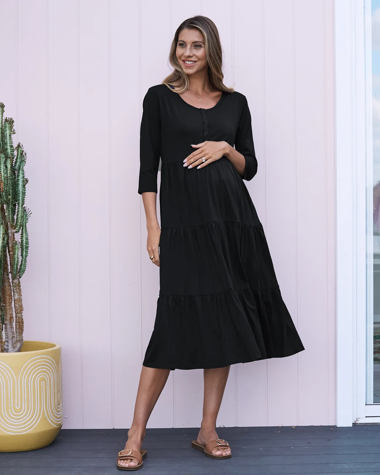 machine washable women nursing bra Tiered Midi Dress
