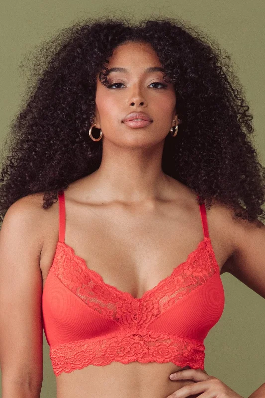 Strapless non wired bras with a smooth finish​ Tigerlilly Orange V-Neck Bralette