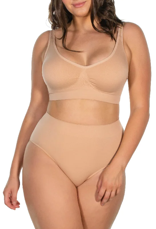 luxury brand women bra and panty sets for high - end quality Minimiser Wire Free Bra And Contour High Cut Brief Set