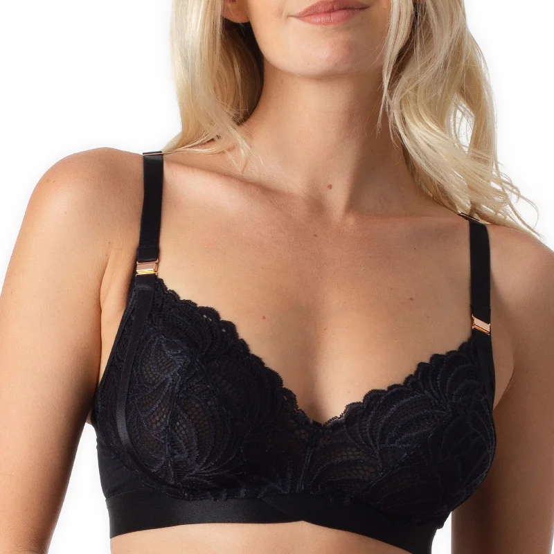 odor resistant women nursing bra WARRIOR BLACK SOFT CUP NURSING BRA - WIREFREE