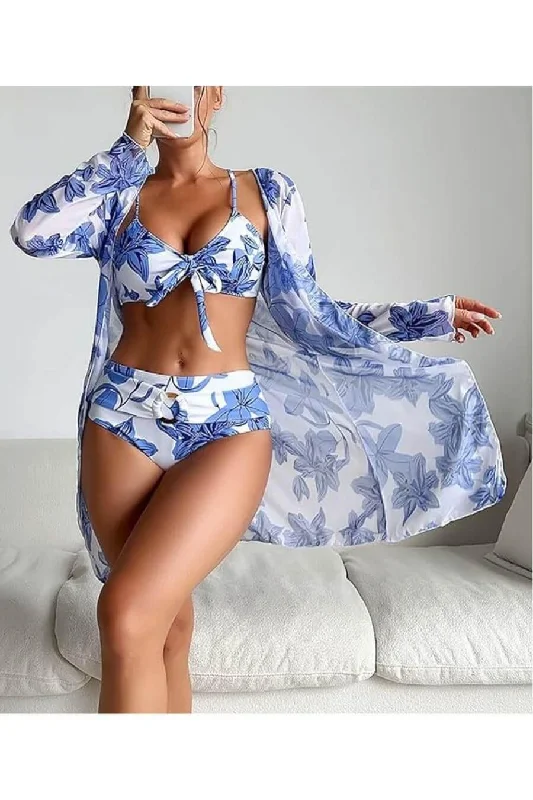 Printed bikini briefs with floral patterns​ Wella Holiday Bikini Set with Cape