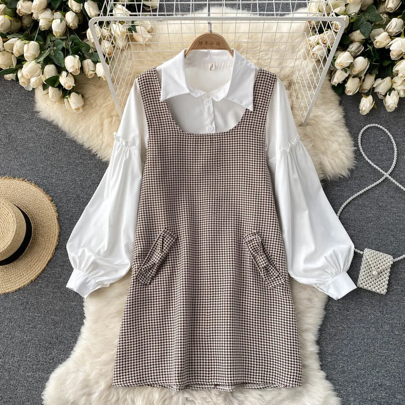 Ruffled Women Dress with Multiple Layers for a Playful and Girly Style Ruffled Women Dress with Multiple Layers for a Playful and Girly Style Sixsr Autumn Elegant 2 Piece Set Overalls Dress Women Lapel White Lantern Sleeve Ruffle Shirt Top +Bow Houndstooth Vest Dress New Ruffled Women Dress with Multiple Layers for a Playful and Girly Style Ruffled Women Dress with Multiple Layers for a Playful and Girly Style Sixsr Autumn Elegant 2 Piece Set Overalls Dress Women Lapel White Lantern Sleeve Ruffle Shirt Top +Bow Houndstooth Vest Dress New