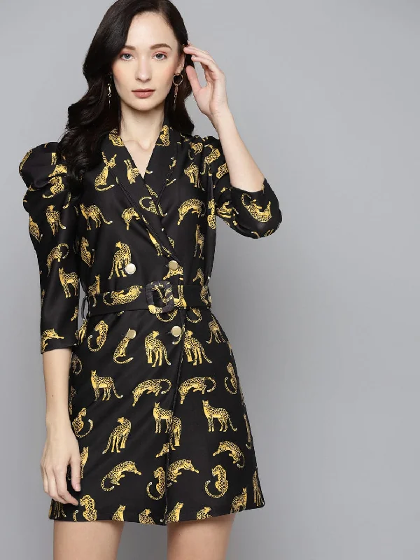 Plus Size Women Dress with a Flattering A - Line Cut for Comfort and Style Plus Size Women Dress with a Flattering A - Line Cut for Comfort and Style Black Scuba Cheetah Blazer Dress Plus Size Women Dress with a Flattering A - Line Cut for Comfort and Style Plus Size Women Dress with a Flattering A - Line Cut for Comfort and Style Black Scuba Cheetah Blazer Dress