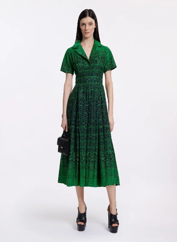 Wrap - Style Women Dress with Adjustable Fit for All Body Types Wrap - Style Women Dress with Adjustable Fit for All Body Types Wave Embroidered Cotton Dress