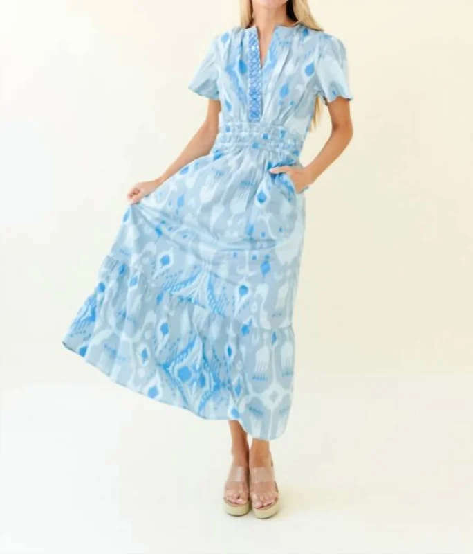 Ruffled Women Dress with Multiple Layers for a Playful and Girly Style Ruffled Women Dress with Multiple Layers for a Playful and Girly Style Eloise Dress In Blue Ikat Ruffled Women Dress with Multiple Layers for a Playful and Girly Style Ruffled Women Dress with Multiple Layers for a Playful and Girly Style Eloise Dress In Blue Ikat