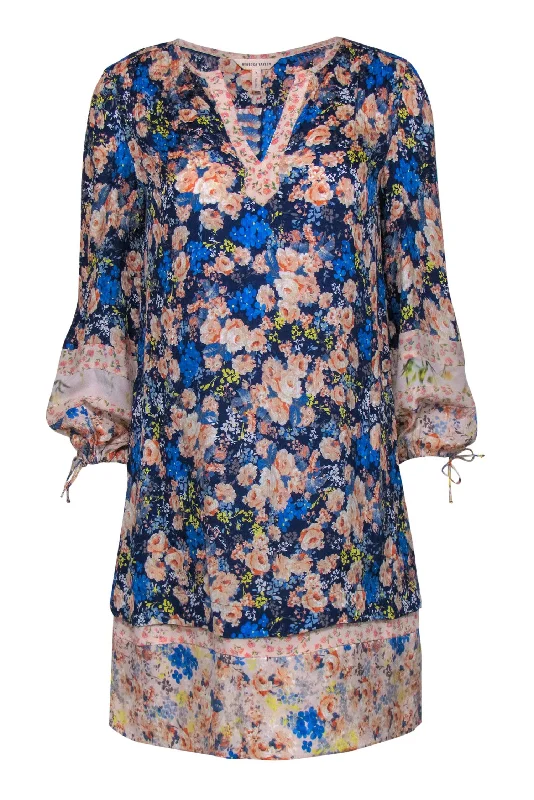 Maxi Women Dress with Floral Print for a Bohemian Vibe Maxi Women Dress with Floral Print for a Bohemian Vibe Rebecca Taylor - Blue & Pink Rose Printed Textured Shift Dress Sz 6 Maxi Women Dress with Floral Print for a Bohemian Vibe Maxi Women Dress with Floral Print for a Bohemian Vibe Rebecca Taylor - Blue & Pink Rose Printed Textured Shift Dress Sz 6
