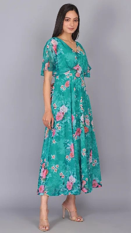 Mermaid - Style Women Dress with a Fitted Silhouette for Special Occasions Mermaid - Style Women Dress with a Fitted Silhouette for Special Occasions Reminds Me Spring Turquoise Dress
