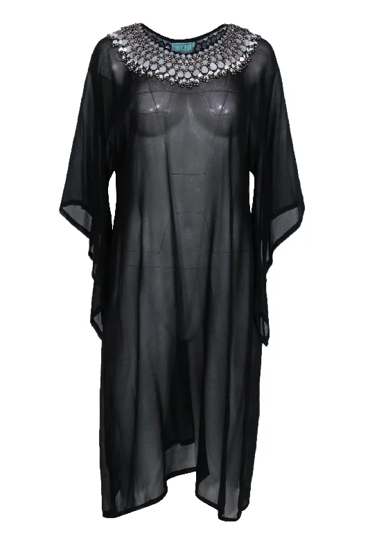 Halter Neck Women Dress to Show Off the Shoulders and Neckline Halter Neck Women Dress to Show Off the Shoulders and Neckline Taj by Sabrina - Black Sheer Wide Sleeve Silk Midi Dress w/ Beaded Neckline Sz M Halter Neck Women Dress to Show Off the Shoulders and Neckline Halter Neck Women Dress to Show Off the Shoulders and Neckline Taj by Sabrina - Black Sheer Wide Sleeve Silk Midi Dress w/ Beaded Neckline Sz M