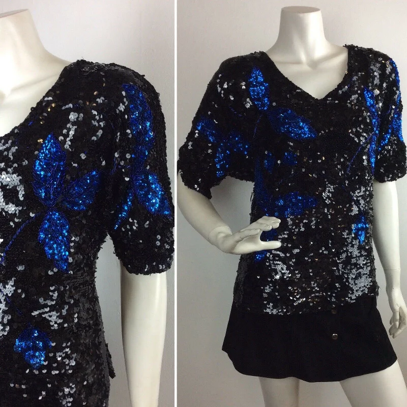 Long - Sleeve Women Dress in Velvet for a Luxurious Winter Look Long - Sleeve Women Dress in Velvet for a Luxurious Winter Look VINTAGE 70’S TOP, BLACK, BLUE SEQUINS, FLOWER PATTERN, PARTY / EVENING, 14 16 Long - Sleeve Women Dress in Velvet for a Luxurious Winter Look Long - Sleeve Women Dress in Velvet for a Luxurious Winter Look VINTAGE 70’S TOP, BLACK, BLUE SEQUINS, FLOWER PATTERN, PARTY / EVENING, 14 16