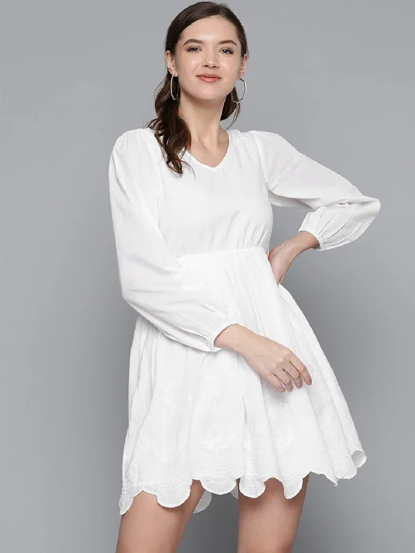Wrap - Style Women Dress with Adjustable Fit for All Body Types Wrap - Style Women Dress with Adjustable Fit for All Body Types White Schiffli V-Neck Skater Dress Wrap - Style Women Dress with Adjustable Fit for All Body Types Wrap - Style Women Dress with Adjustable Fit for All Body Types White Schiffli V-Neck Skater Dress