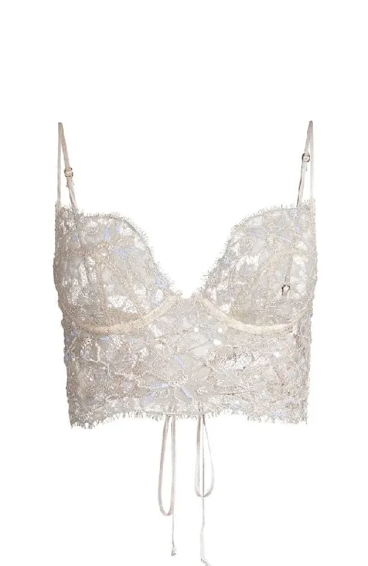 padded bras for added volume Beaded Lace Longline Bra
