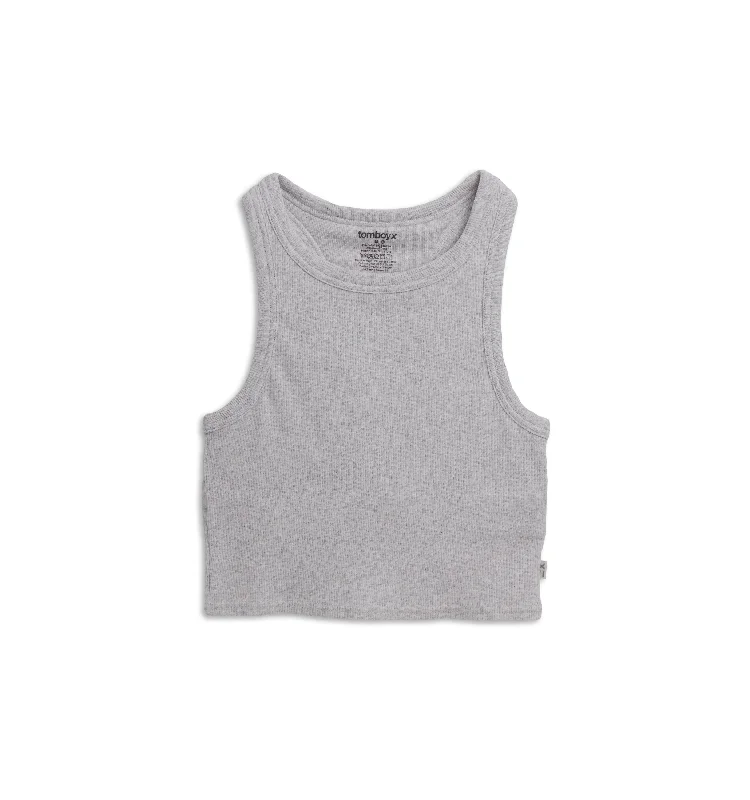 seamless wireless bras for everyday comfort Organic Cotton Rib Bra Top - Cloud Gray