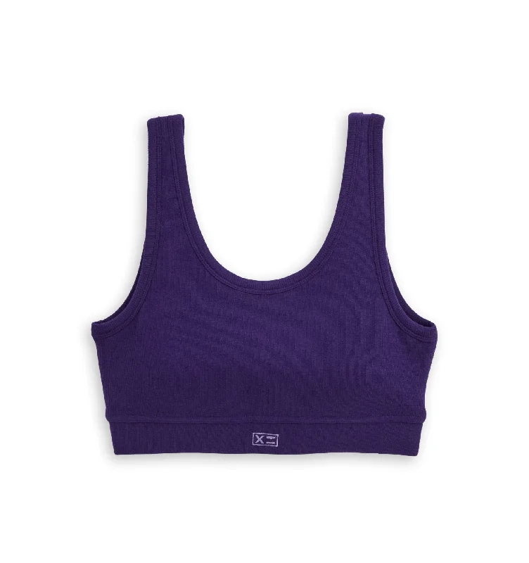 t - shirt bras for a smooth look under clothes Organic Cotton Rib Essentials Soft Bra - Ghostly Grape