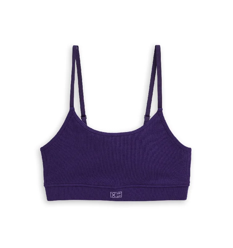 minimizer bras to reduce bust size Organic Cotton Rib Low Cut Soft Bra - Ghostly Grape