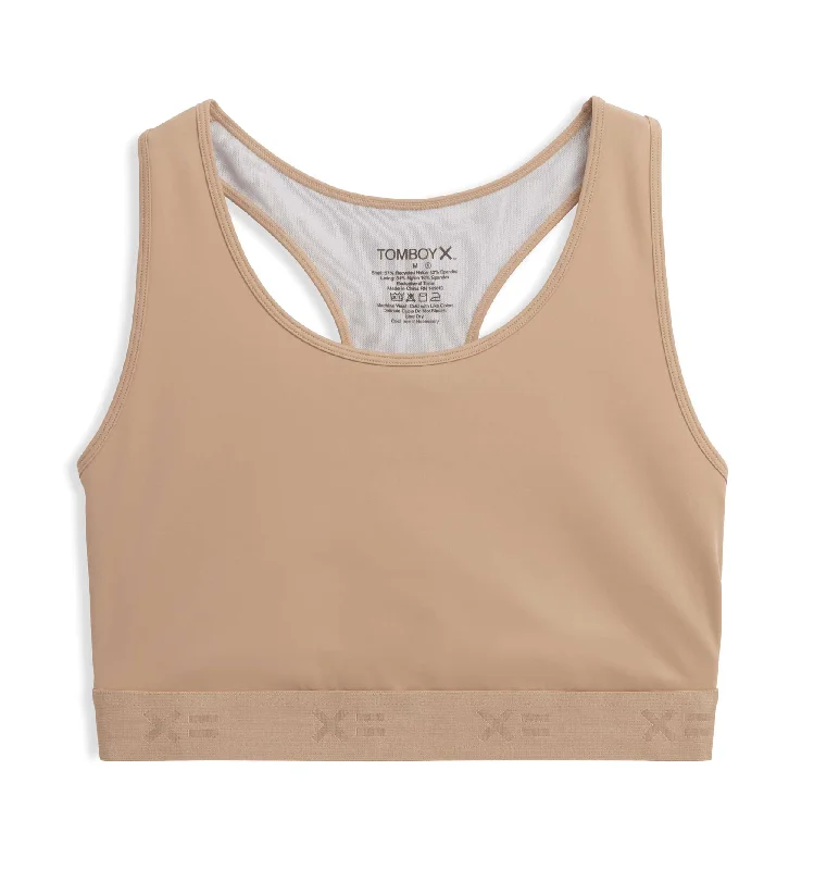seamless wireless bras for everyday comfort Racerback Compression Top - Chai