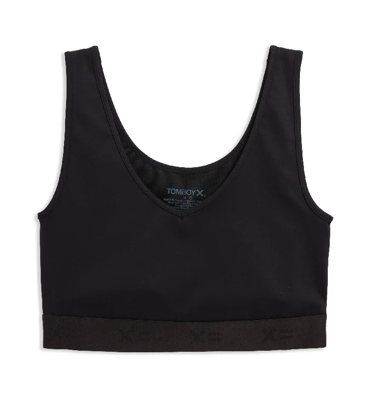 moisture wicking sports bras for sweaty workouts V Neck Compression Top - Black