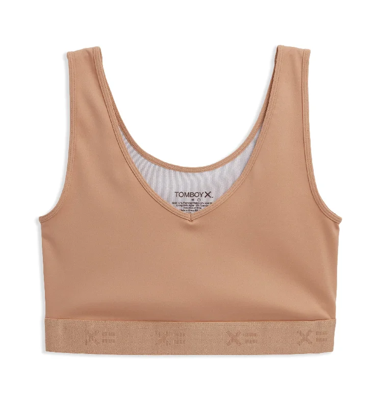 underwire bras with maximum support V Neck Compression Top - Chai