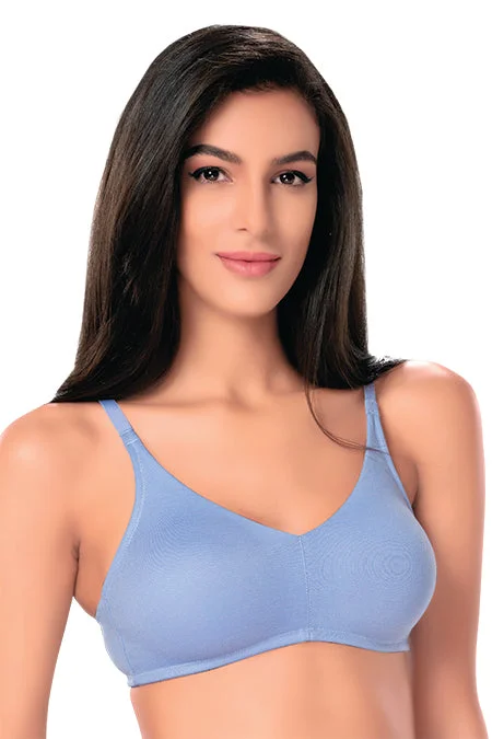 hand wash only women T Shirt Bras for delicate care 1246  Non Padded T-Shirt  Bra Blue