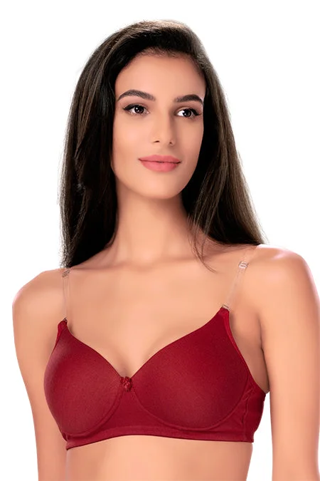designer women T Shirt Bras with unique styles 1253  Padded Everyday  Bra Maroon