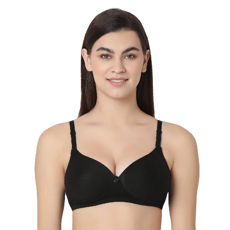 padded women T Shirt Bras for a natural look 1253  Padded T-Shirt  Bra Black