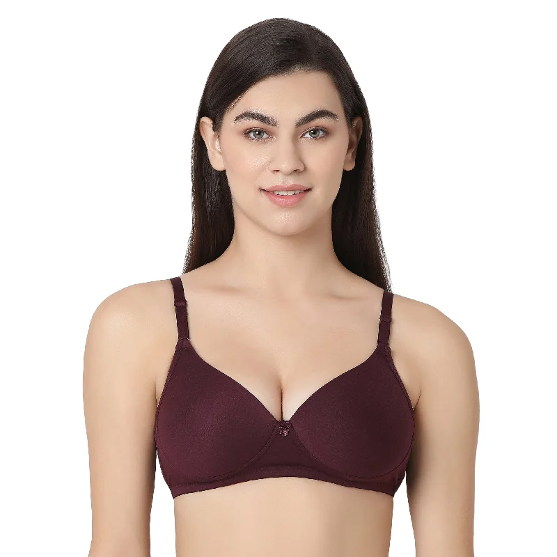 removable padding women T Shirt Bras for customization 1253  Padded T-Shirt  Bra Wine