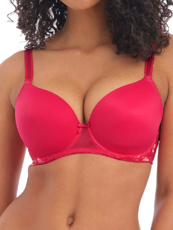 printed women T Shirt Bras with floral patterns Awakening Demi Moulded Bra - Red