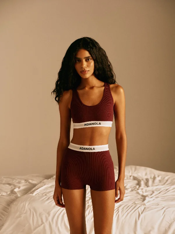 anti - chafing women sport bra for comfort during exercise Branded Ribbed Boxer - Burgundy anti - chafing women sport bra for comfort during exercise Branded Ribbed Boxer - Burgundy