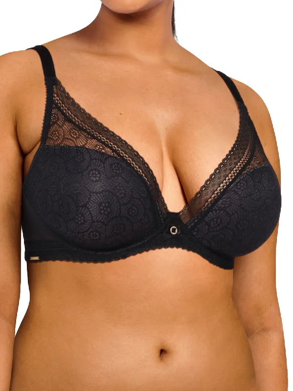 breathable women T Shirt Bras in hot weather Festivite Plunge T-Shirt Bra - Black