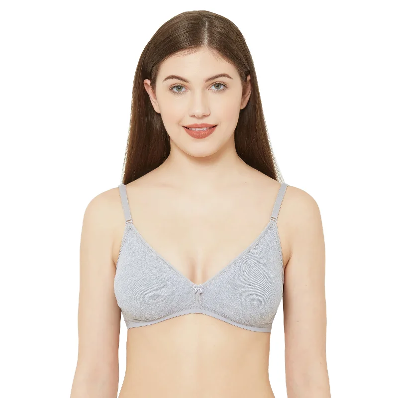 removable padding women T Shirt Bras for customization 1029-Cotton Basics Plain Non Padded Non Wired Bra Grey