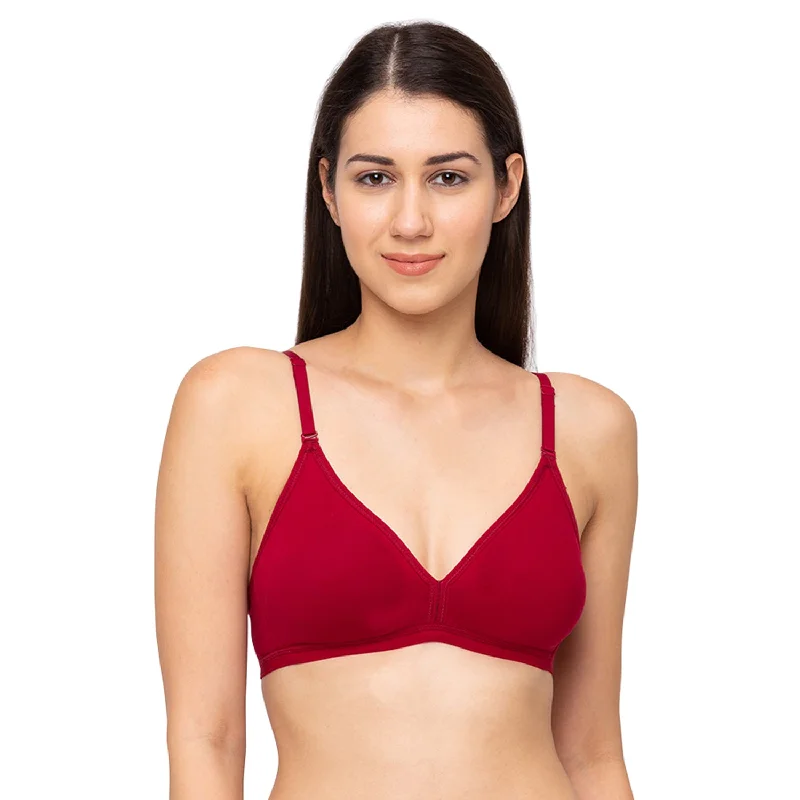 machine washable women T Shirt Bras for convenience 1029-Cotton Basics Plain Non Padded Non Wired Bra Maroon machine washable women T Shirt Bras for convenience 1029-Cotton Basics Plain Non Padded Non Wired Bra Maroon
