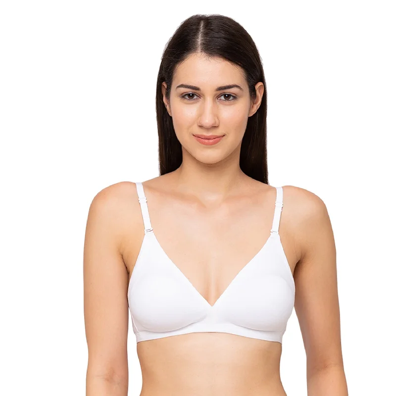 breathable women T Shirt Bras in hot weather 1029-Cotton Basics Plain Non Padded Non Wired Bra White breathable women T Shirt Bras in hot weather 1029-Cotton Basics Plain Non Padded Non Wired Bra White