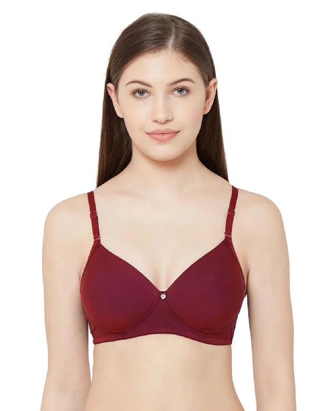 cycling women T Shirt Bras for comfort 1059-Cotton Basics Plain Padded Bra Maroon